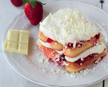 White Tiramisu with Strawberries Dessert Recipe