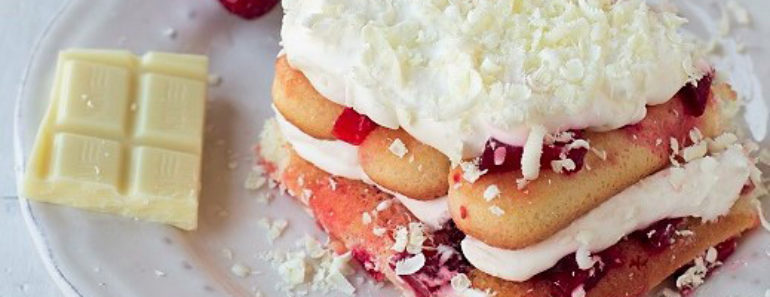 White Tiramisu with Strawberries Dessert Recipe
