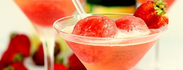 Sparkling Strawberry Sorbet (7-Minute Recipe)