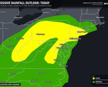 Pittsburgh, PA: Northern West Virginia, Western Pennsylvania and the Upper Ohio Valley Face Over 2 Inches of Rain This Afternoon as Flash Flooding Threatens the I-95 Corridor Tonight