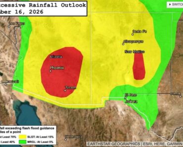 Dual Moderate Risk Issued as Heavy Rain Targets Arizona and the Sacramento Mountains