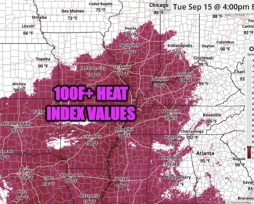 Texas, Oklahoma, Arkansas, Central Illinois and Indiana Face Widespread 100-Degree Heat Index Today